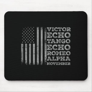 Mousepad Bandeira Americana Alfabeto Militar Veterano