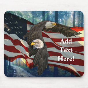 Mousepad Bandeira Americana Bald Eagle