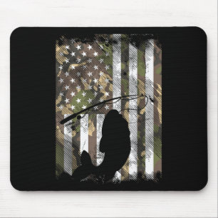 Mousepad Bandeira Americana Camuflada Peixe Pescaria Pescad
