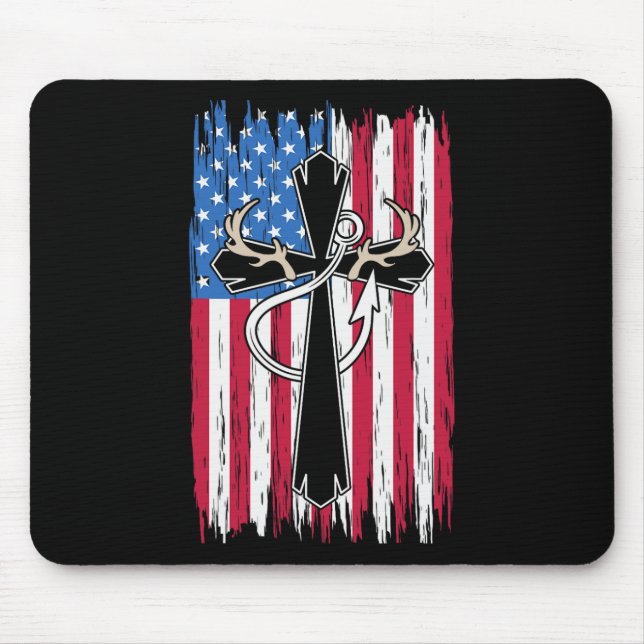 Mousepad Bandeira Americana Christian Hunting Lover de Pesc (Frente)