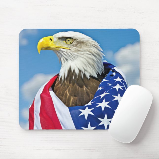 Mousepad Bandeira Americana Com Águia Balda (Com mouse)