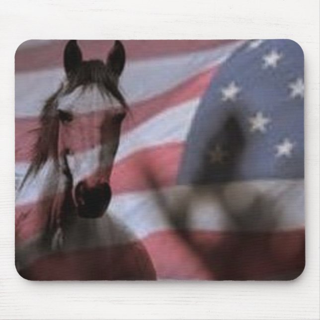 Mousepad Bandeira Americana com Cavalo Selvagem (Frente)