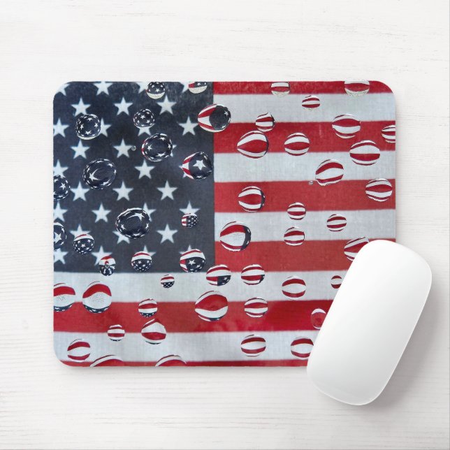 Mousepad Bandeira Americana Com Gotas De Água (Com mouse)