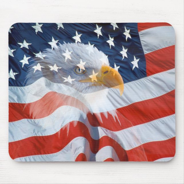 Mousepad Bandeira americana da águia americana patriótica (Frente)