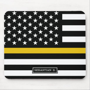 Mousepad Bandeira Americana da Polícia de Linha Dourada Thi