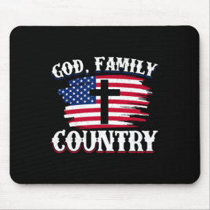 Mousepad Bandeira Americana Deus Família País Cruz Cristã P