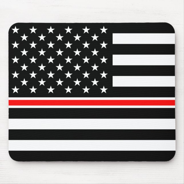 Mousepad Bandeira Americana do Bombeiro Thin Red Line (Frente)