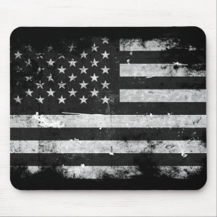 Mousepad Bandeira americana do Grunge preto e branco