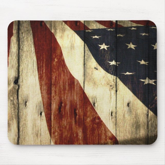 Mousepad Bandeira americana do woodgrain referente à (Frente)