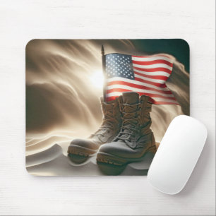 Mousepad Bandeira Americana Em Botas Militares