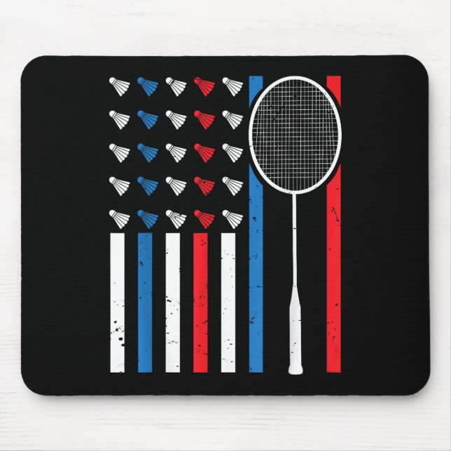 Mousepad Bandeira Americana Engraçada Com Shuttles Badminto (Frente)