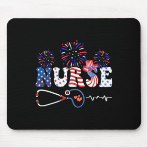 Mousepad Bandeira Americana Patriótica Enfermeira Estetoscó