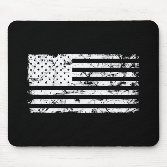 Mousepad Bandeira americana preto e branco afligida (Frente)