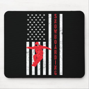 Mousepad Bandeira Americana Snowboard Usa Winter Patriotic