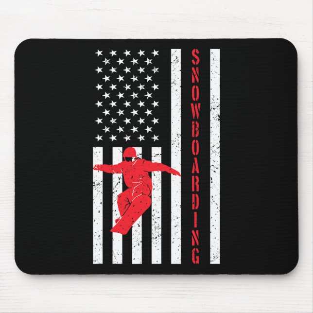 Mousepad Bandeira Americana Snowboard Usa Winter Patriotic  (Frente)
