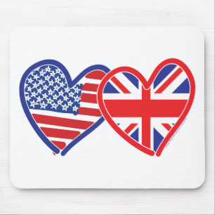 Mousepad Bandeira Americana/União Jack Flag Hearts