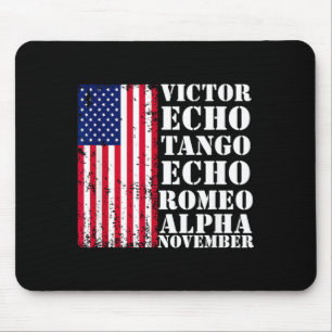Mousepad Bandeira Americana Veterano Militar Alfabeto Patri
