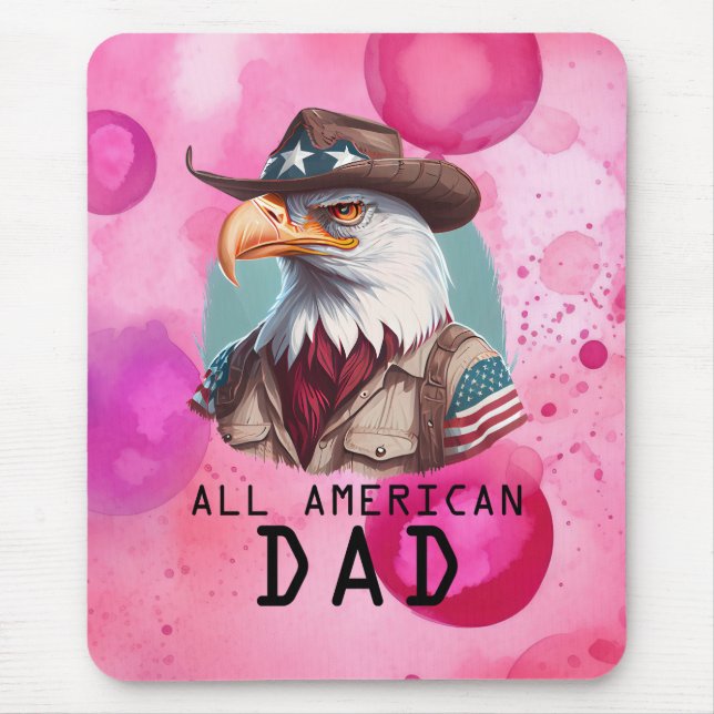 Mousepad Bandeira Bald Eagle USA - Pai Americano 4 de julho (Frente)