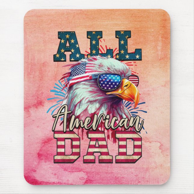 Mousepad Bandeira Bald Eagle USA - Pai Americano 4 de julho (Frente)