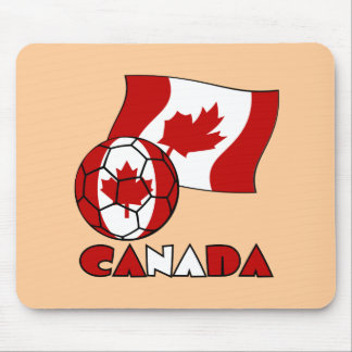 Mousepad Bandeira Canadense com Bola de Futebol