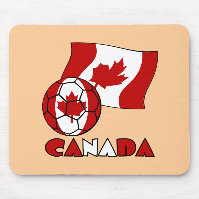 Mousepad Bandeira Canadense com Bola de Futebol (Frente)