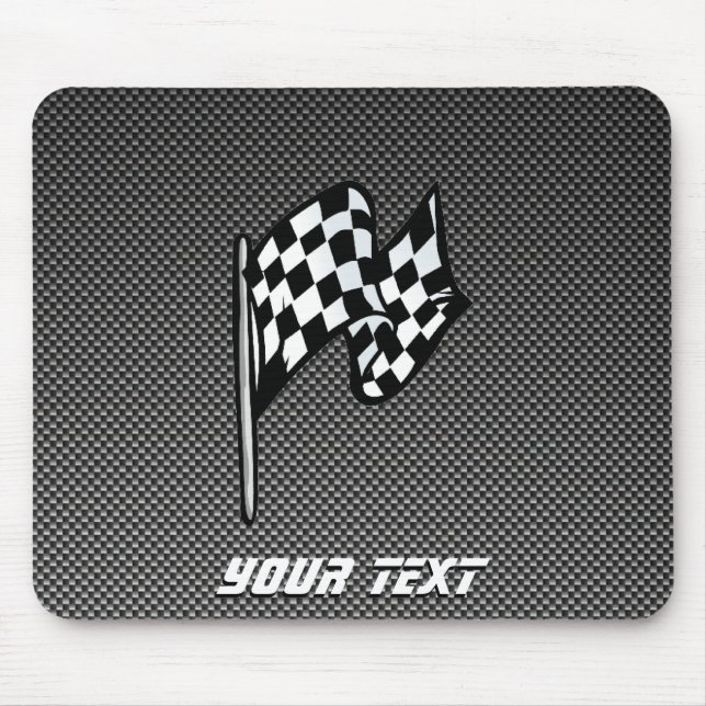Mousepad Bandeira Checkered do olhar da fibra do carbono (Frente)