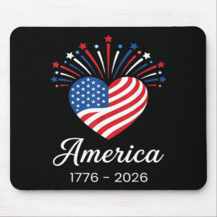 Mousepad Bandeira Coração 1776 2026 4 de Julho 250º Anivers