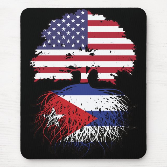 Mousepad Bandeira da Árvore Americana Cubana (Frente)