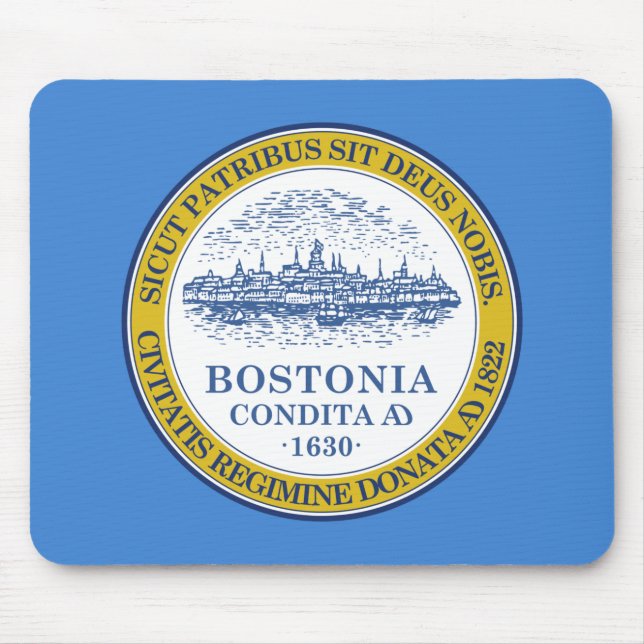 Mousepad Bandeira da Cidade de Boston (Massachusetts) (Frente)