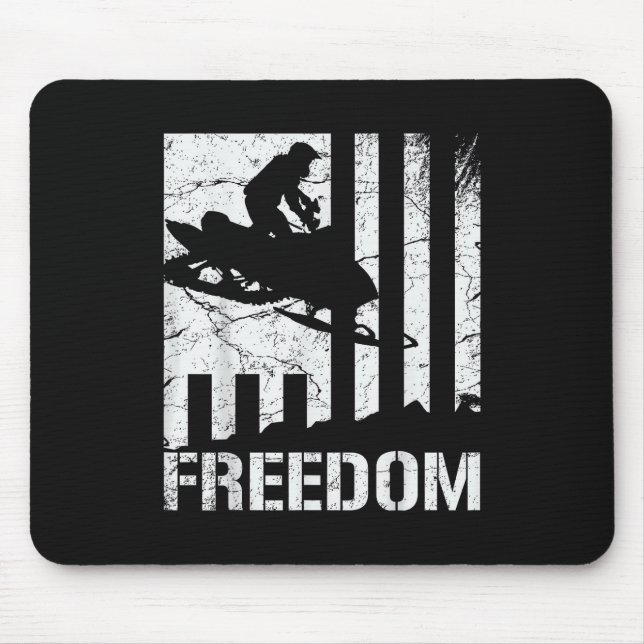 Mousepad Bandeira da Liberdade do Snowmobile Snowmobiling (Frente)
