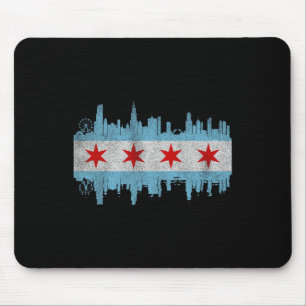 Mousepad Bandeira da Silhueta da Cidade de Chicago - Cidade