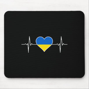 Mousepad Bandeira da Ucrânia Coração Batimento Pulso Raízes