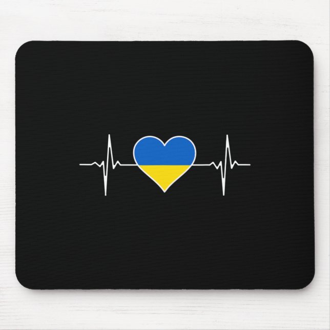 Mousepad Bandeira da Ucrânia Coração Batimento Pulso Raízes (Frente)