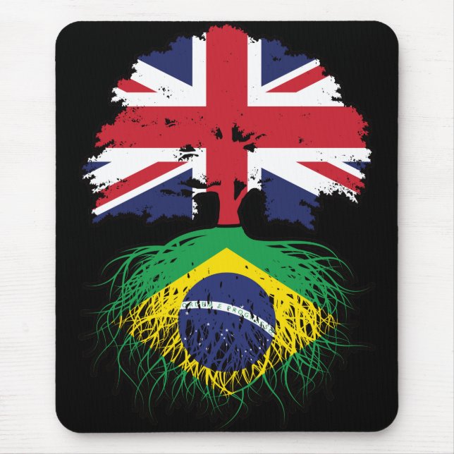 Mousepad Bandeira das Raízes da Árvore Britânica (Frente)