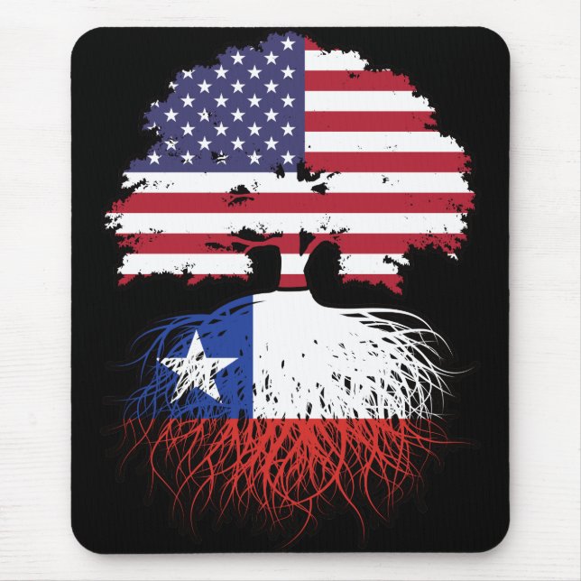 Mousepad Bandeira das Raízes da Árvore Chilena Americana (Frente)