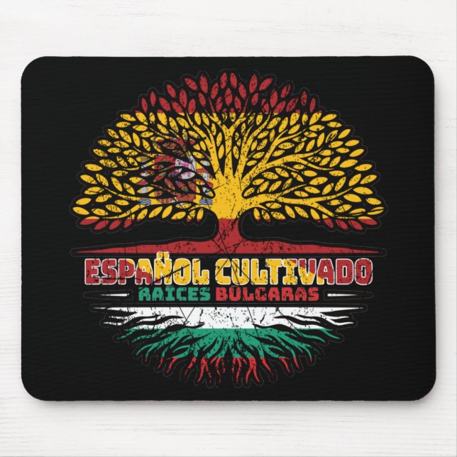 Mousepad Bandeira das Raízes da Árvore Espanha Búlgara (Frente)