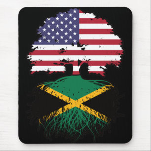 Mousepad Bandeira das Raízes da Árvore Jamaicano-Americana