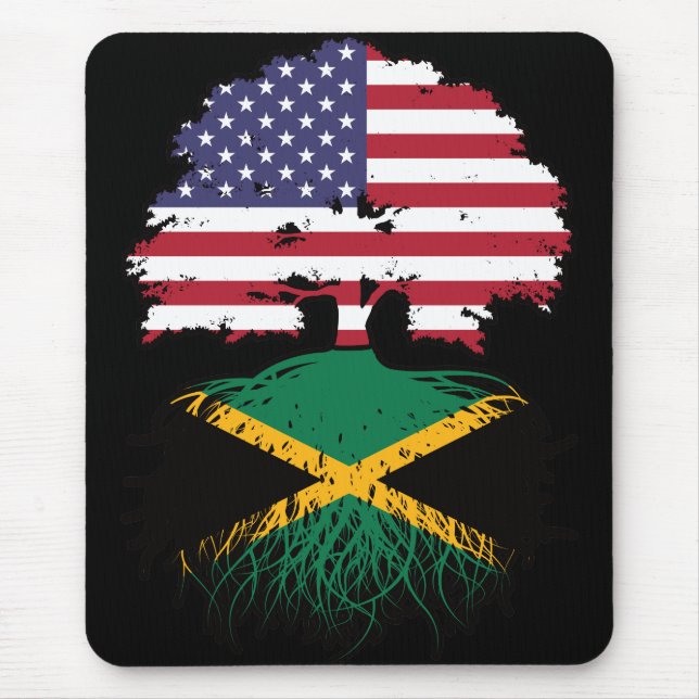 Mousepad Bandeira das Raízes da Árvore Jamaicano-Americana (Frente)
