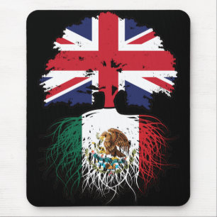 Mousepad Bandeira das Raízes da Árvore no Reino Unido mexic