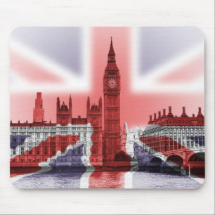 Mousepad Bandeira de Big Ben Londres e de Union Jack