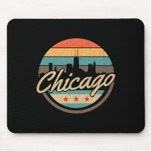 Mousepad Bandeira de Chicago Skyline Vintage Illinois EUA S