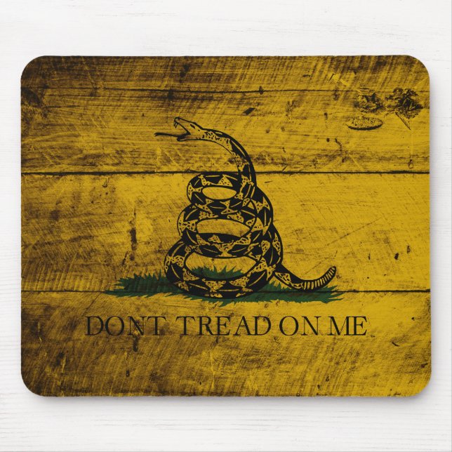 Mousepad Bandeira de Gadsden na grão de madeira velha (Frente)