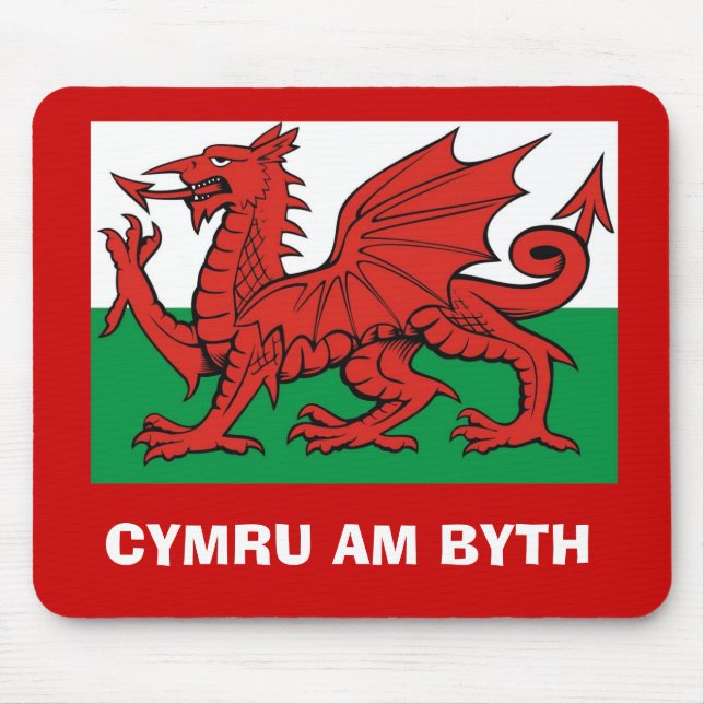 Mousepad Bandeira de Galês, de "byth Cymru am",    o dragão (Frente)