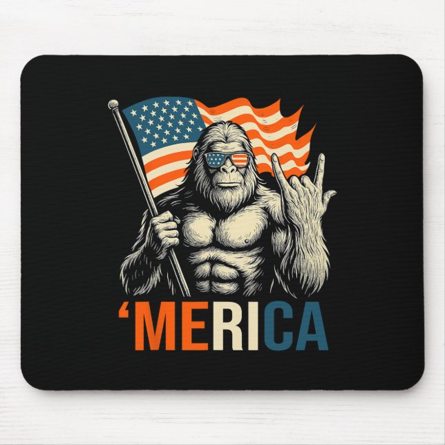 Mousepad Bandeira de Gorila Americana Óculos de Sol Engraça (Frente)