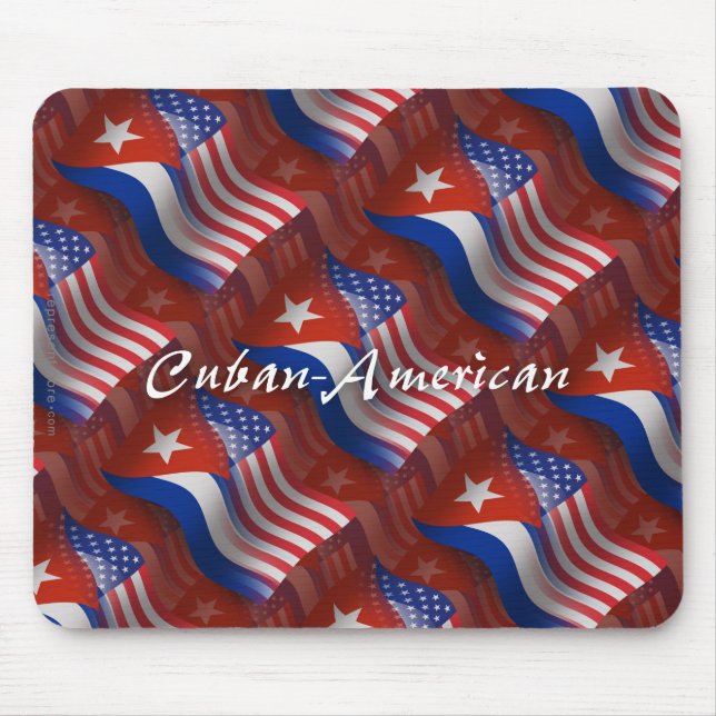 Mousepad Bandeira de ondulação Cubano-Americana (Frente)