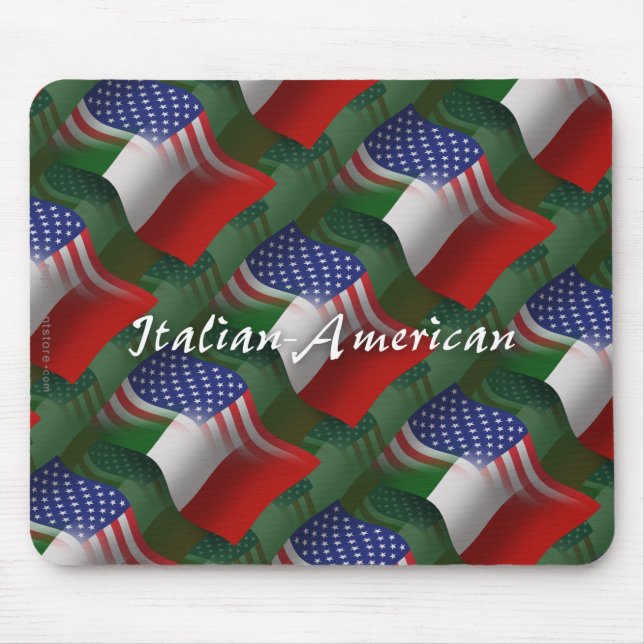 Mousepad Bandeira de ondulação Italiano-Americana (Frente)