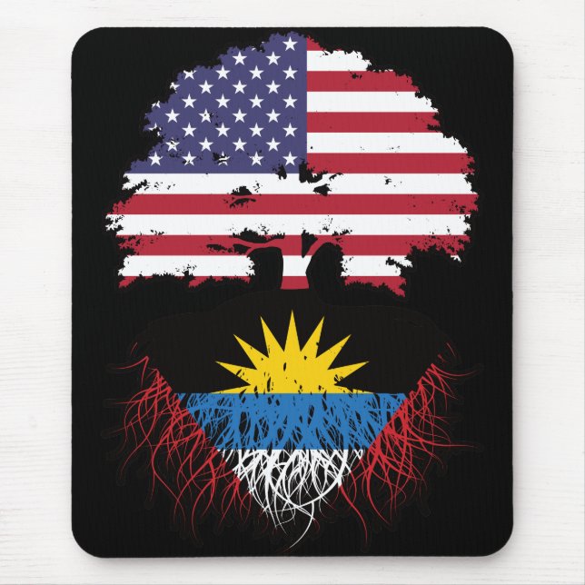 Mousepad Bandeira de Raízes de Árvore Antigua Antiguada Ame (Frente)