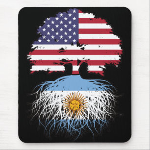 Mousepad Bandeira de Raízes de Árvore Argentina-americana