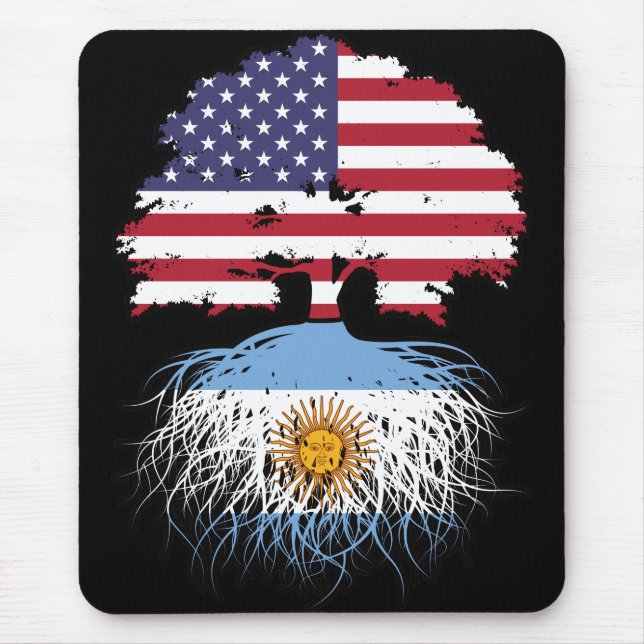 Mousepad Bandeira de Raízes de Árvore Argentina-americana (Frente)