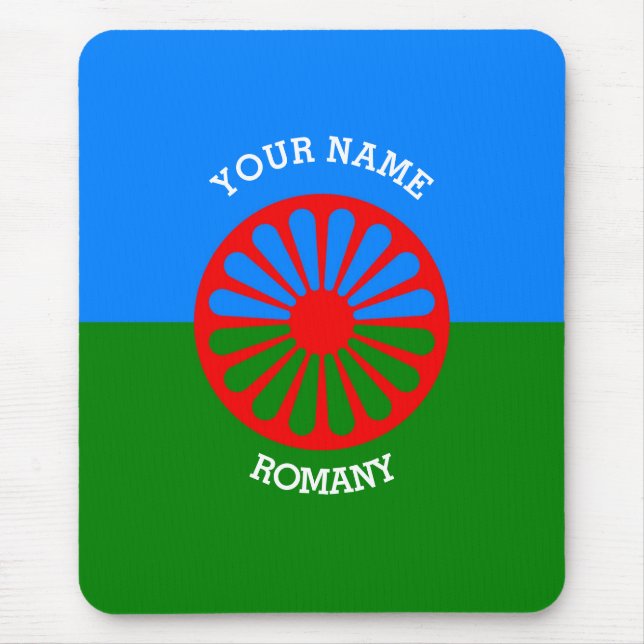 Mousepad Bandeira de viajantes ciganos romanos personalizad (Frente)